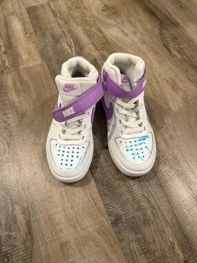 Nike Kids White and Lavender High-Top Sneakers